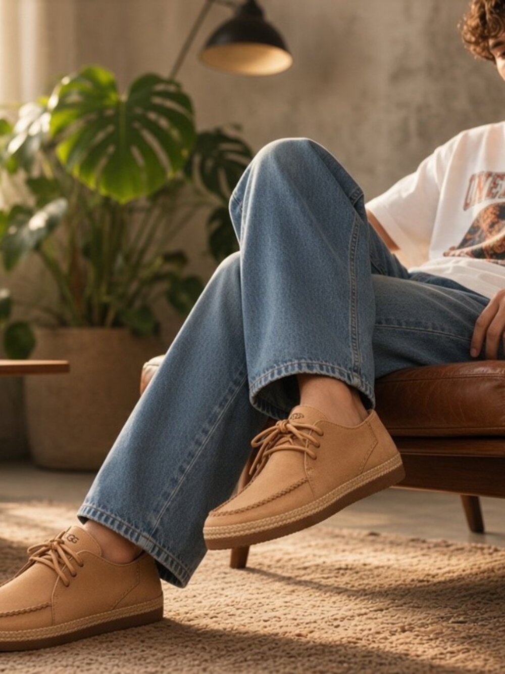 UGG Australia Brindle Suede Moc Toe Oxfords Tan Size 10.5 Men's (1003513)